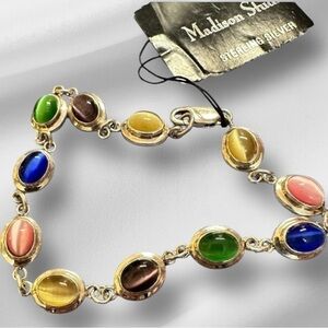 Madison Studio Colorful Gemstone Bracelet in Sterling Silver 7-7.75 NEW 4311